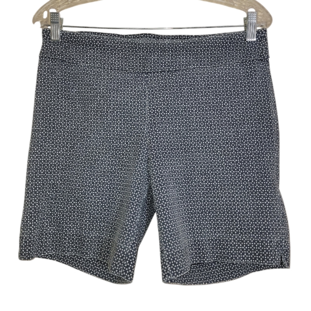 Dana Buchman blue white printed pull on mid rise shorts women's size medium